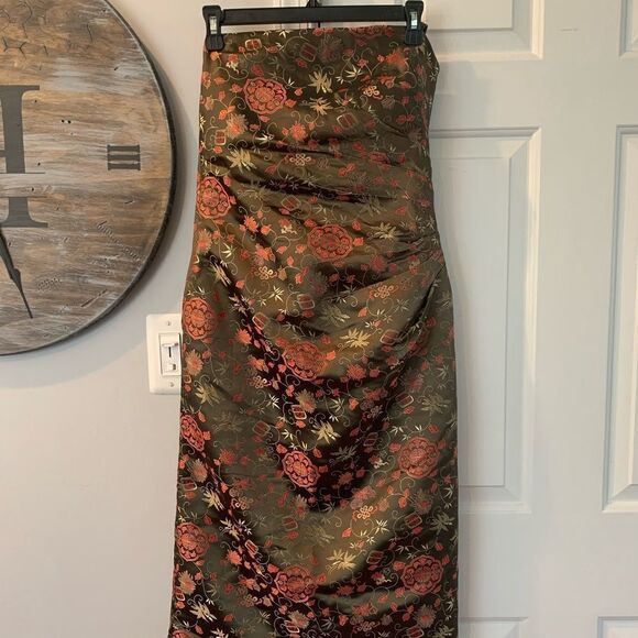 Handmade Ruched Side Satin Halter Tie Dress sz 6 - Picture 1 of 5